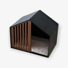 Load image into Gallery viewer, Black Wood Pet House