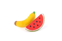 Load image into Gallery viewer, Feline Frenzy Plush Catnip Banana & Watermelon 2pk