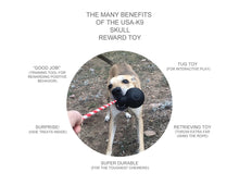 Load image into Gallery viewer, USA-K9 Skull Durable Rubber Chew Tug Toy