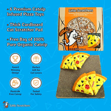Load image into Gallery viewer, 6 Pizza Catnip Toys &amp; Cat Scratcher Box
