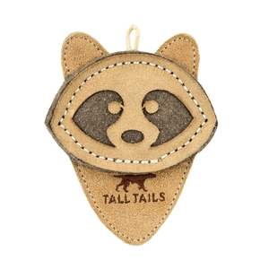 Natural Leather & Wool Scrappy Raccoon Toy 4"